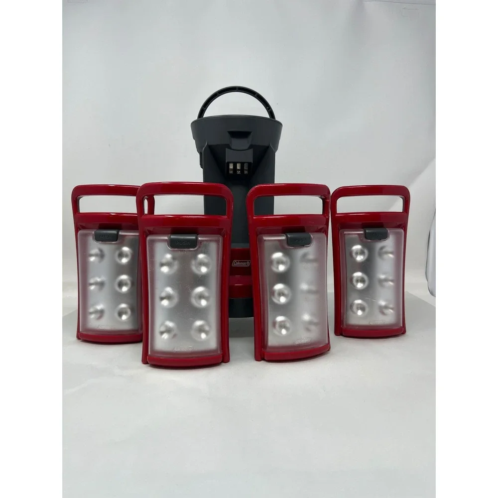 Coleman Quad LED Lantern Red 2000001150 4 Removable Panels Camping Light Good